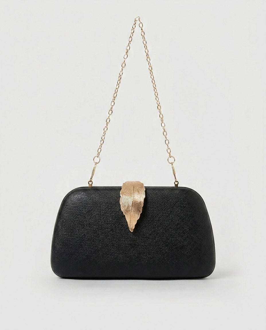 CLUTCH GOLDEN LEAF COLLECTION NEGRO