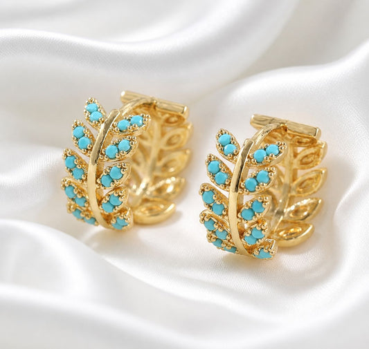 Argollas Hojas Turquesas AR-036