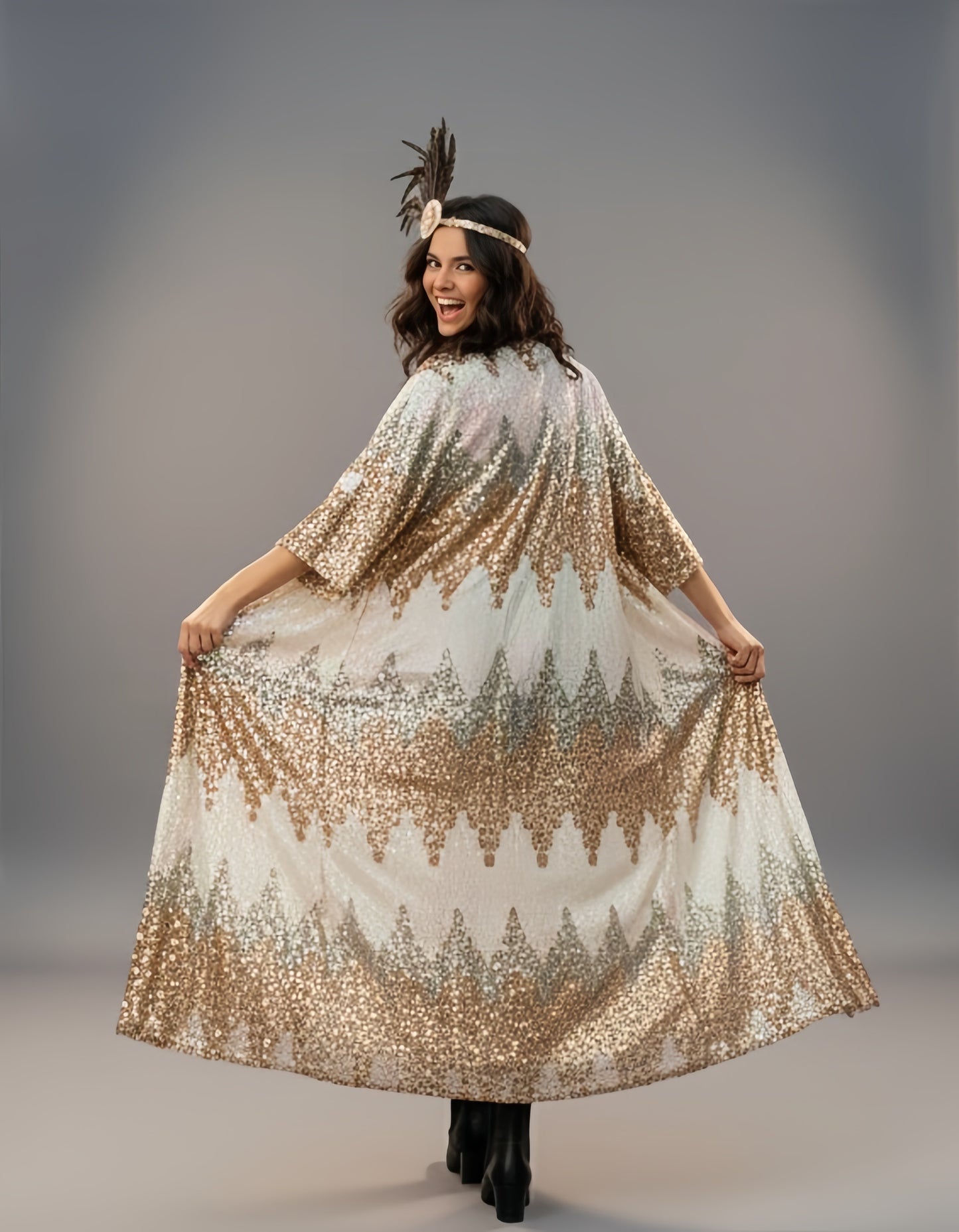 Zigzag Sequin Fantasy Kimono