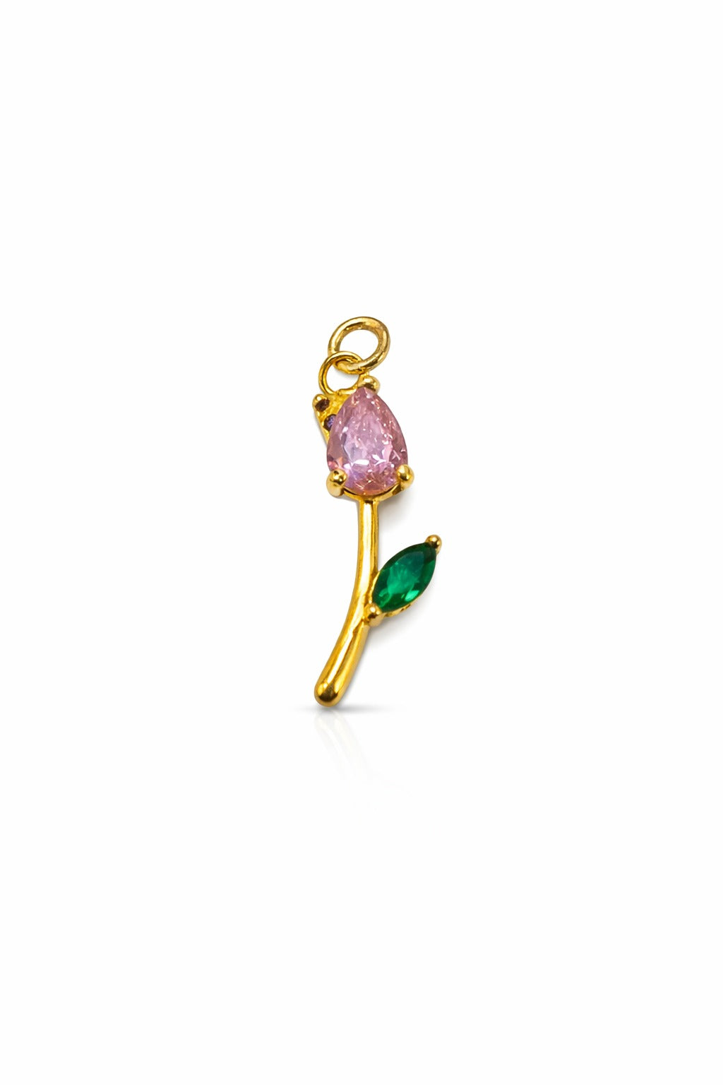 DIJE TULIPAN PEQUEÑO Y HOJA DE CRISTAL