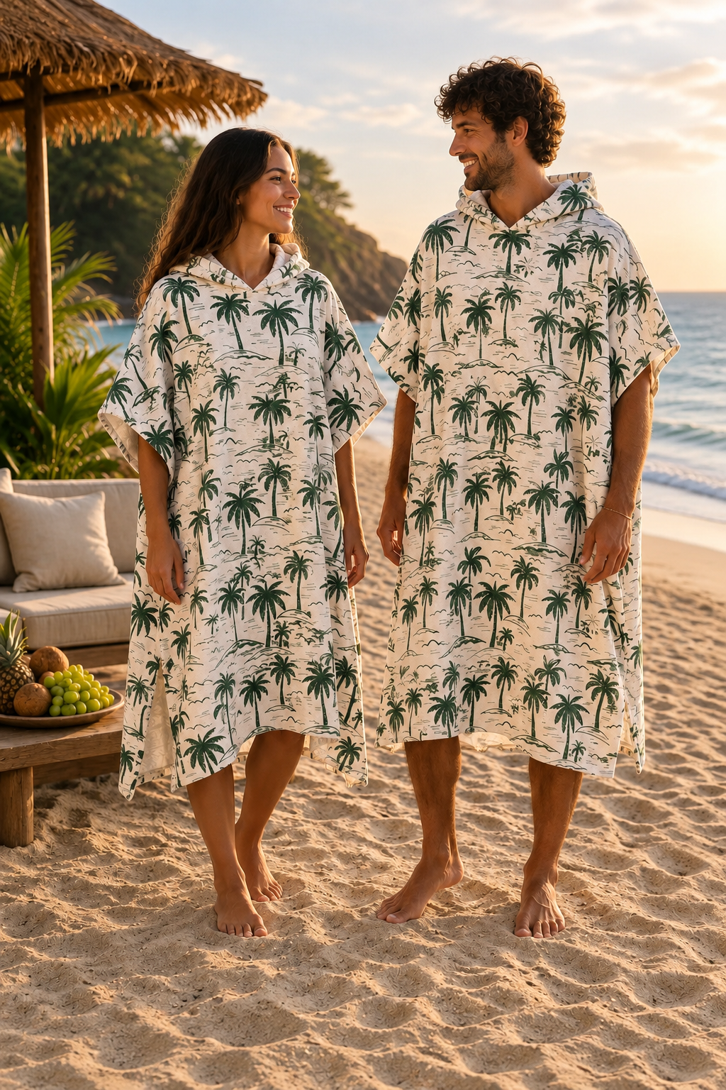 Poncho Adultos Palmeras Verdes