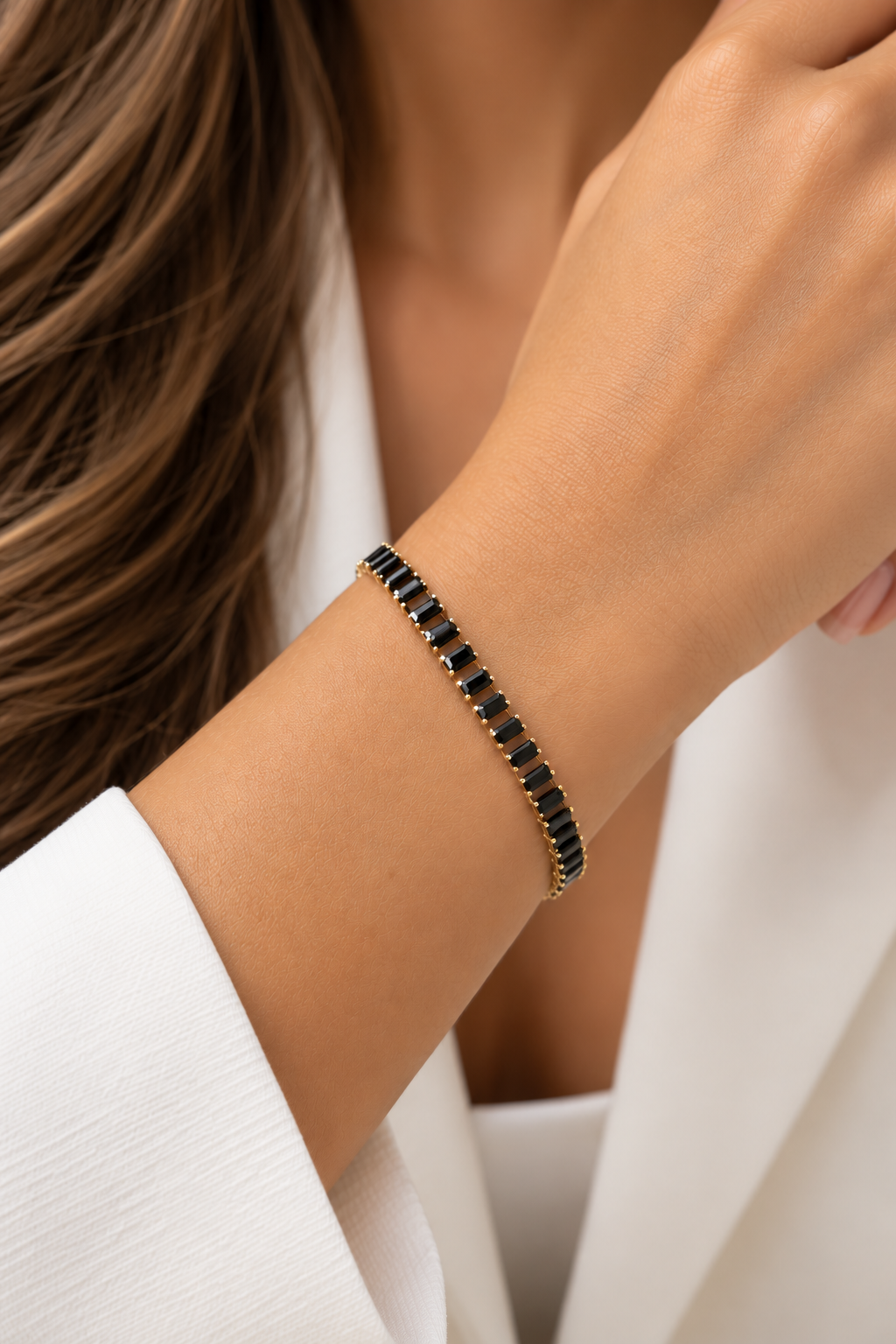 Pulsera Tennis Noir Baguette