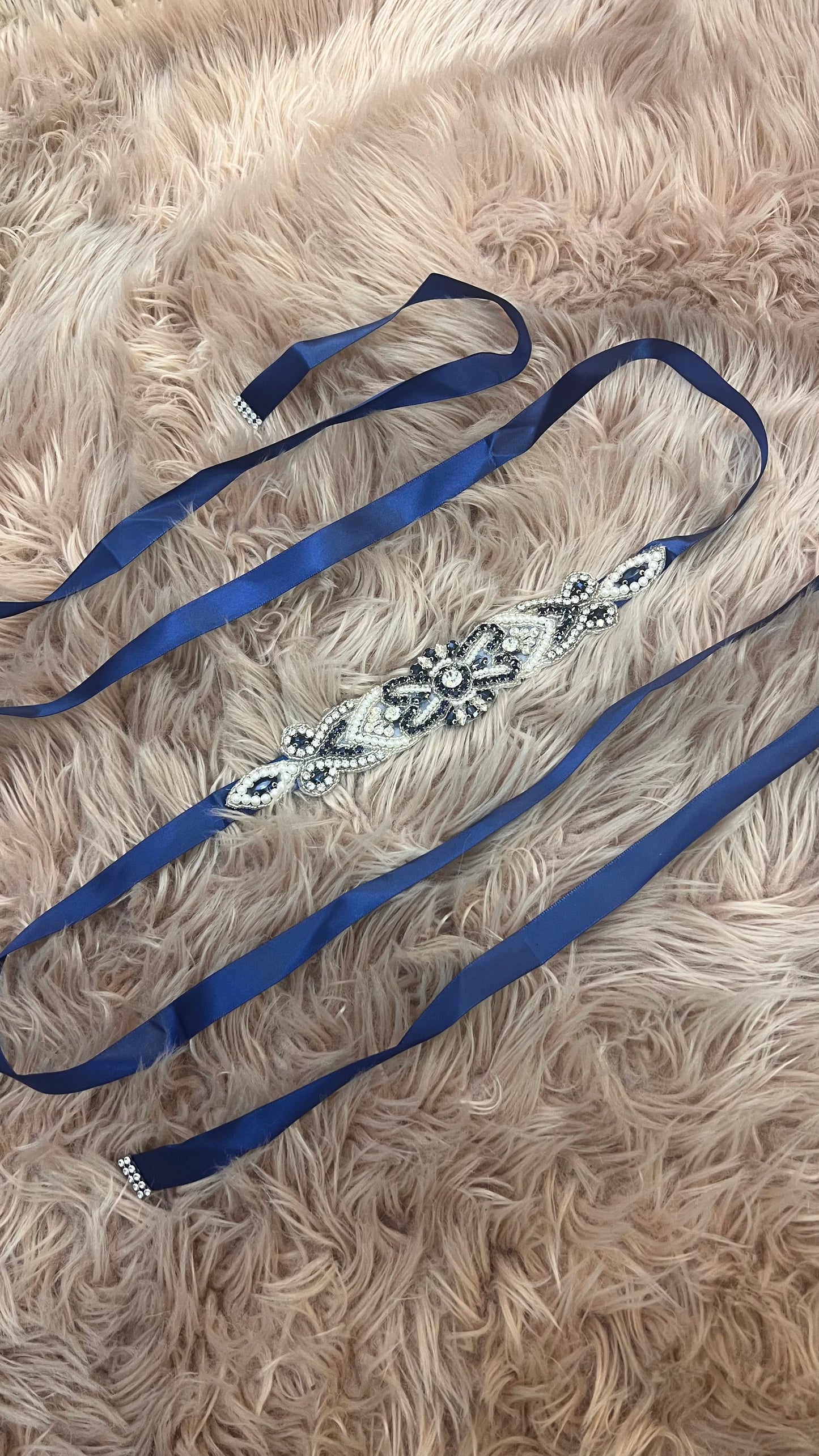 Cinturón elegante de cinta azul navy