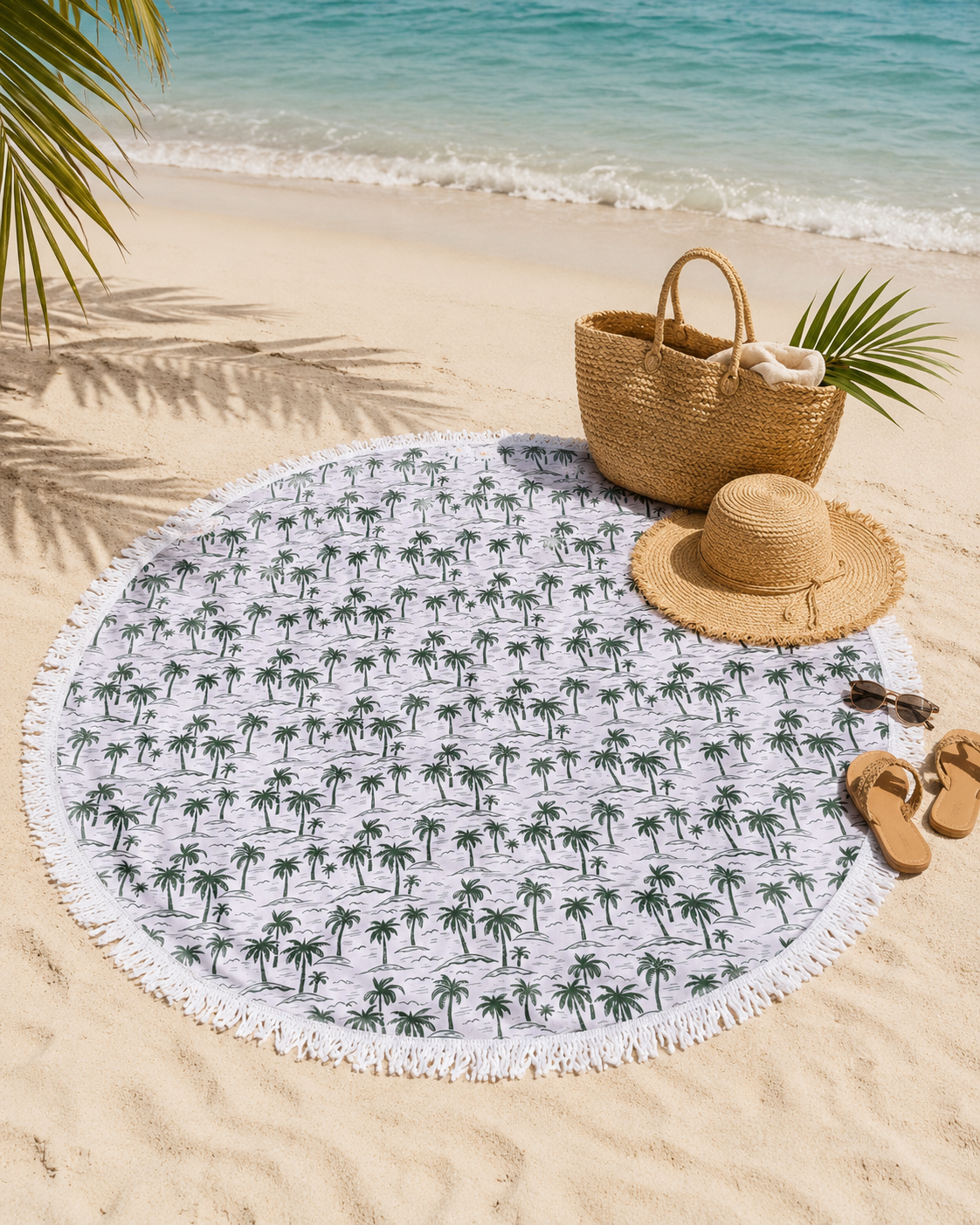 Toallas Playeras redondas Palmeras Verdes