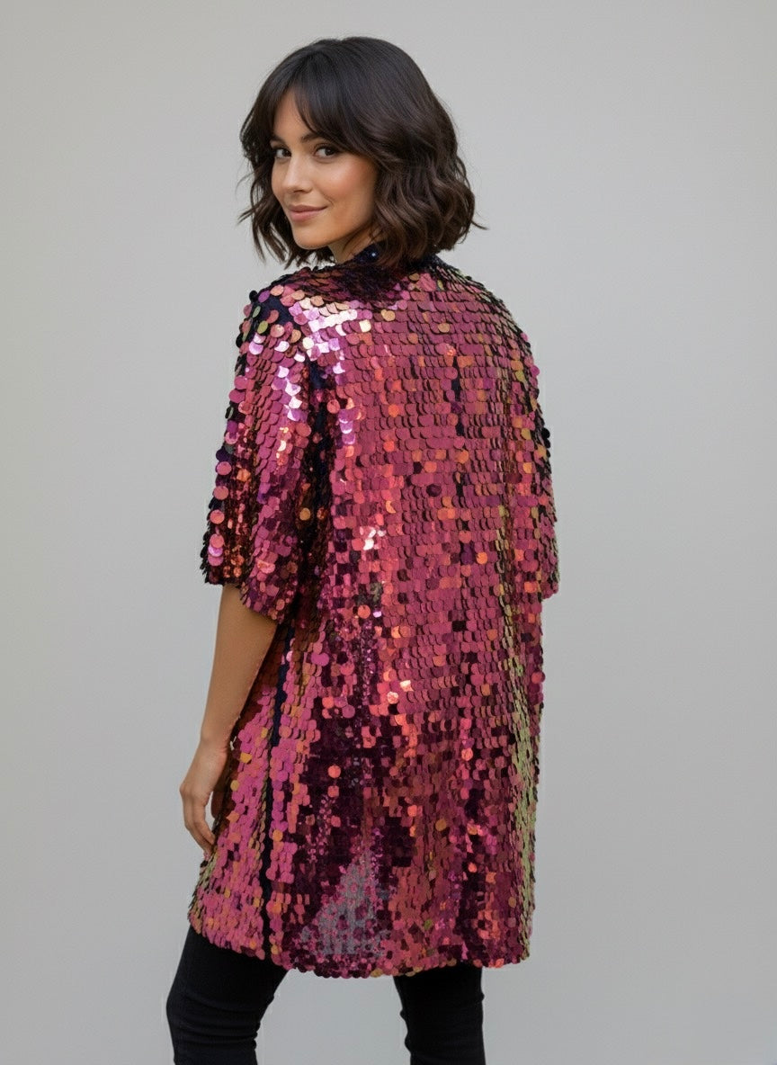 Iridescent Sequin Kimono