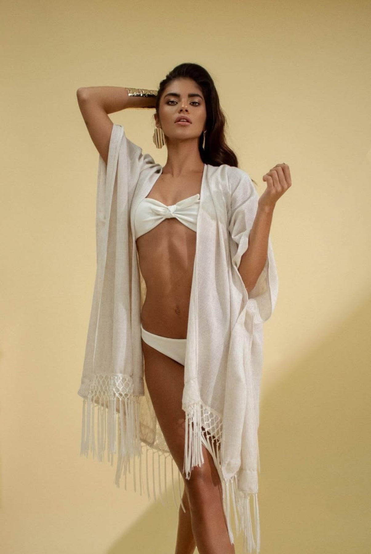 Back Neckline Linen Kimono