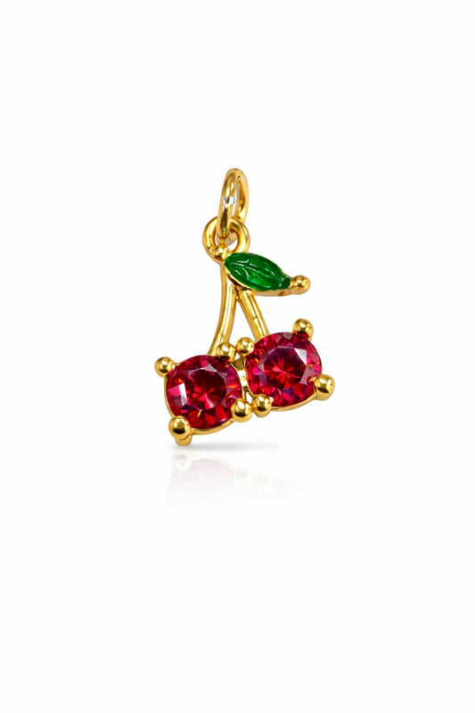 DIJE CEREZA MINI UNA HOJA DE CRISTAL