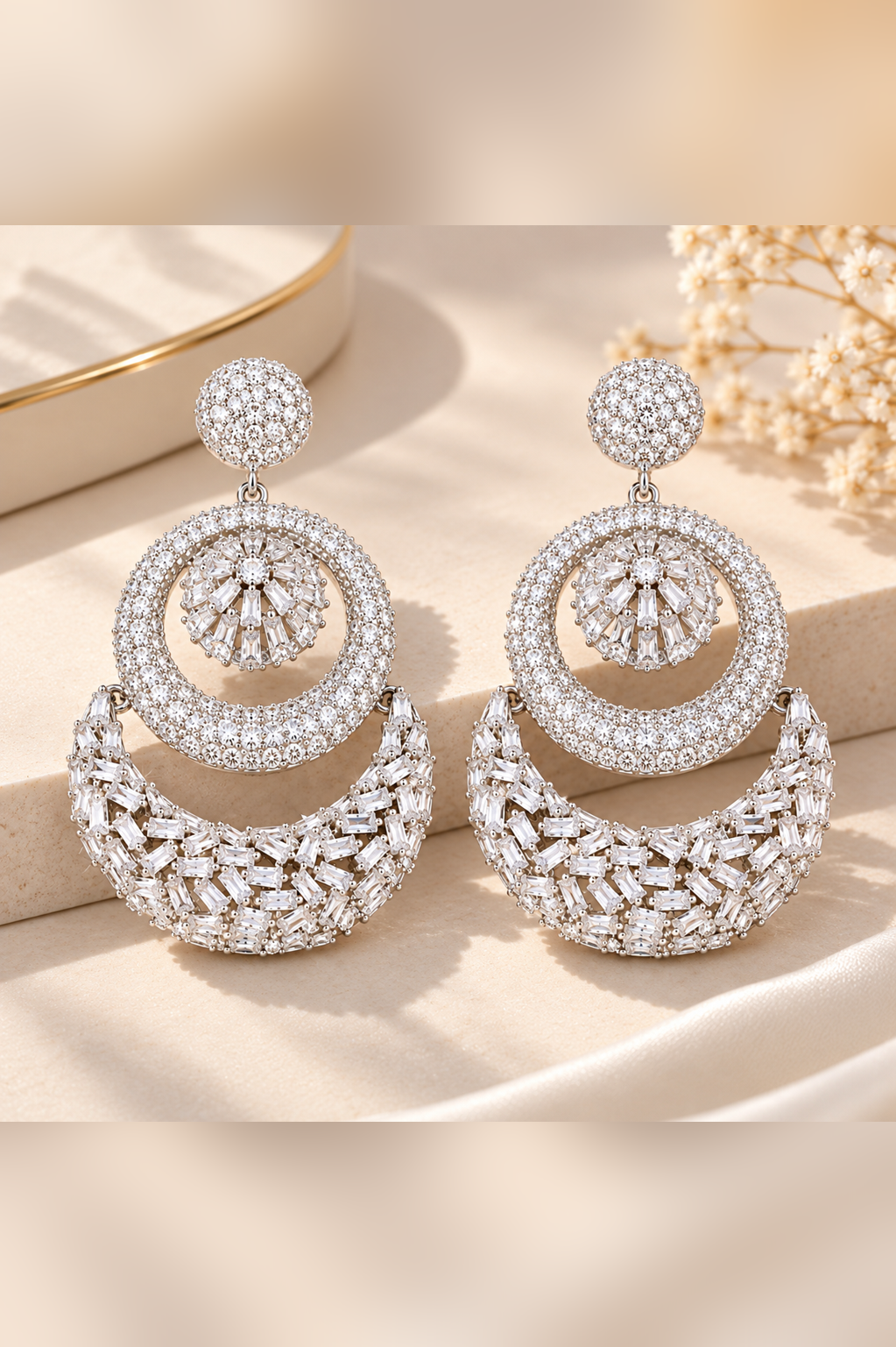 Aretes Crystal Moon Silver