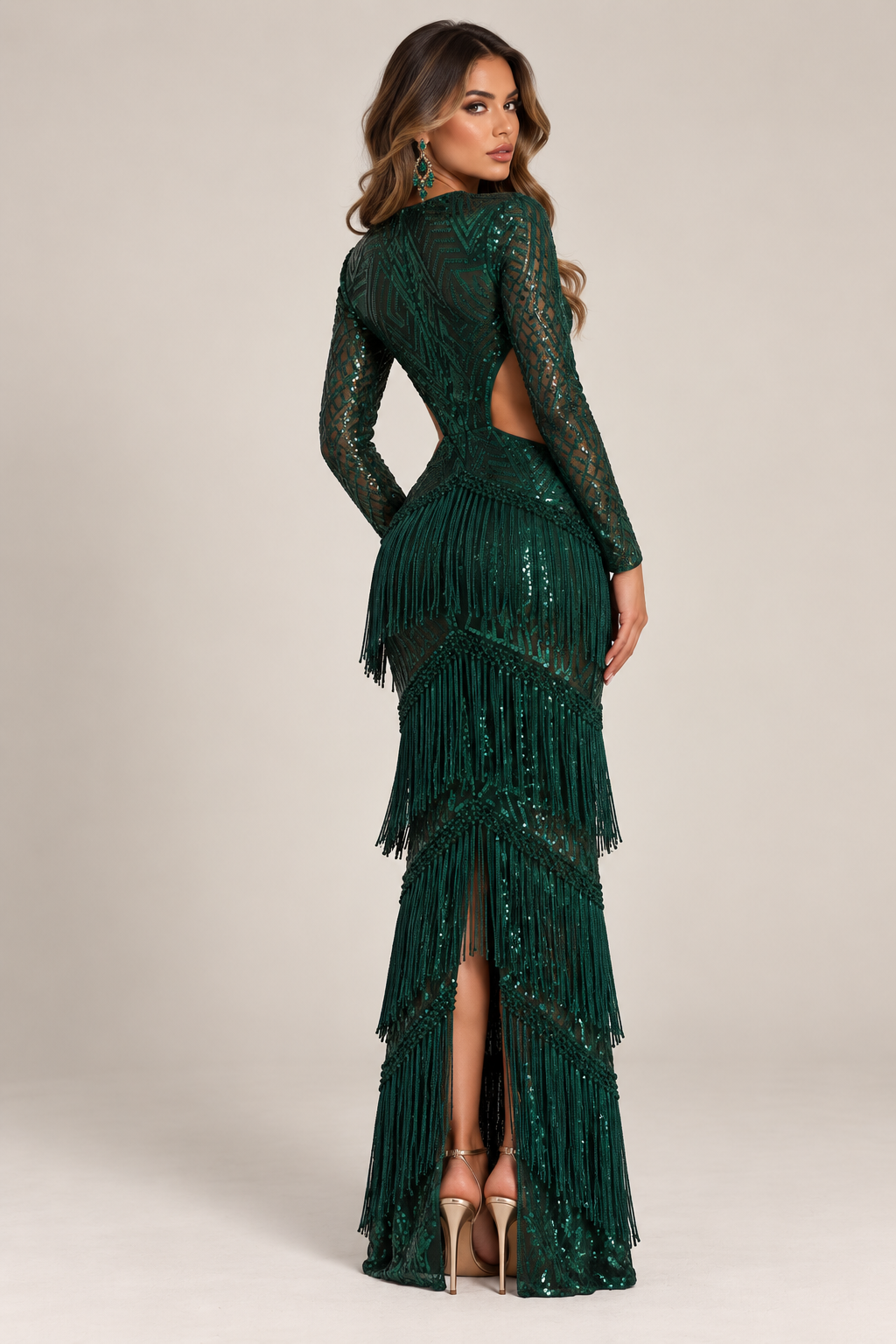 Bianca Fringe Dress - Green