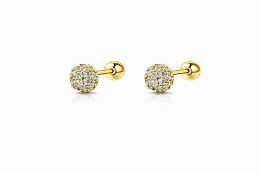 Aretes punto con circones oro 10K - Piercing