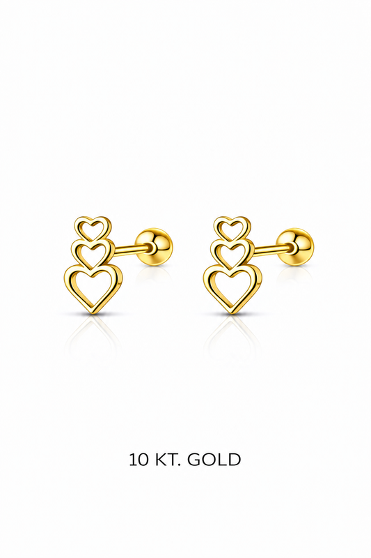 Topito Oro 10K silueta 3 corazones - Piercing