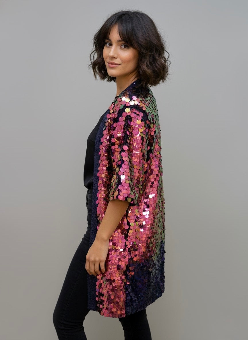 Iridescent Sequin Kimono