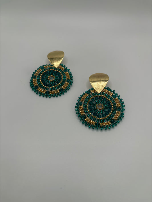 Aretes Handmade Verde con dorado
