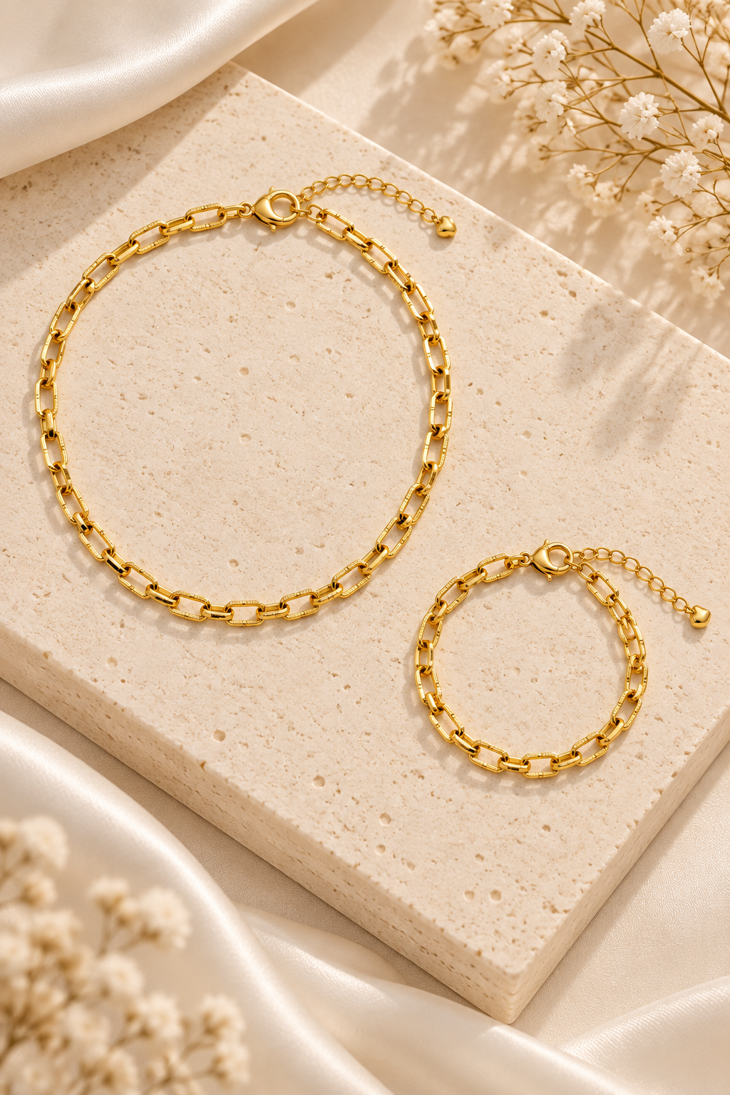 Set de cadena con pulsera redonda grande