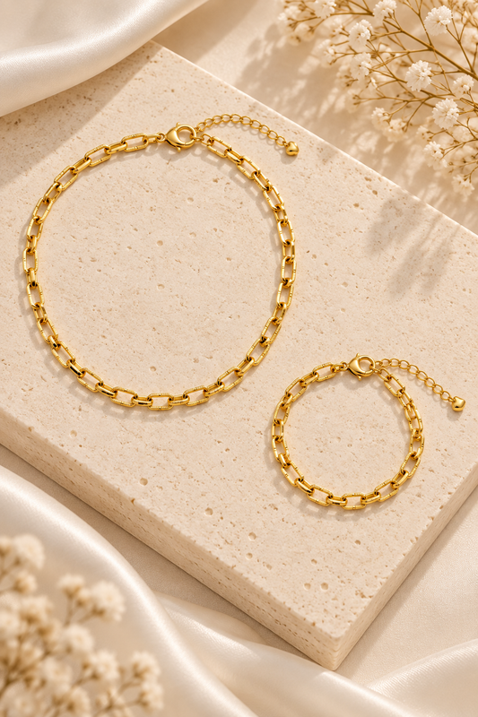 Set de cadena con pulsera redonda grande