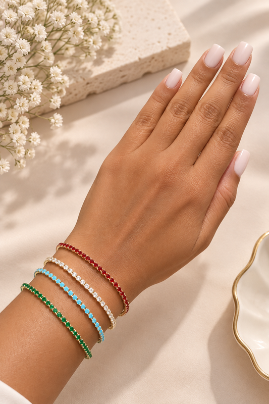 Pulseras Tennis multicolores - acero y rodio