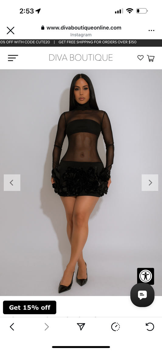 Mesh Flores mini dress