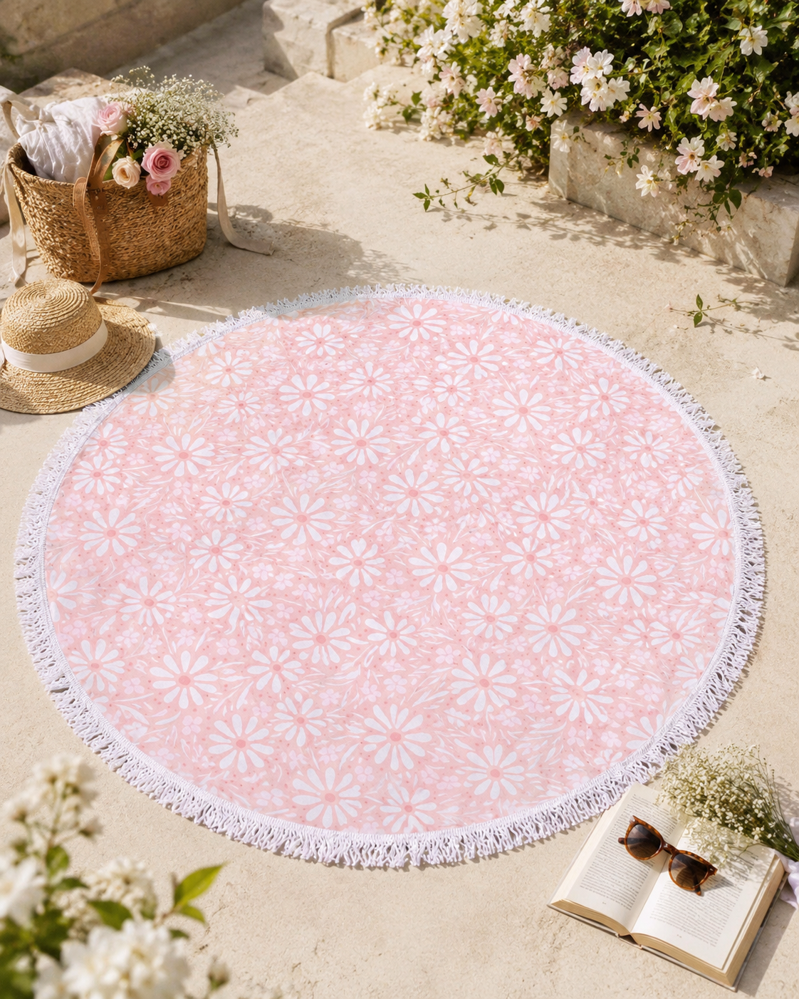 Toallas Playeras redondas Flores Peach