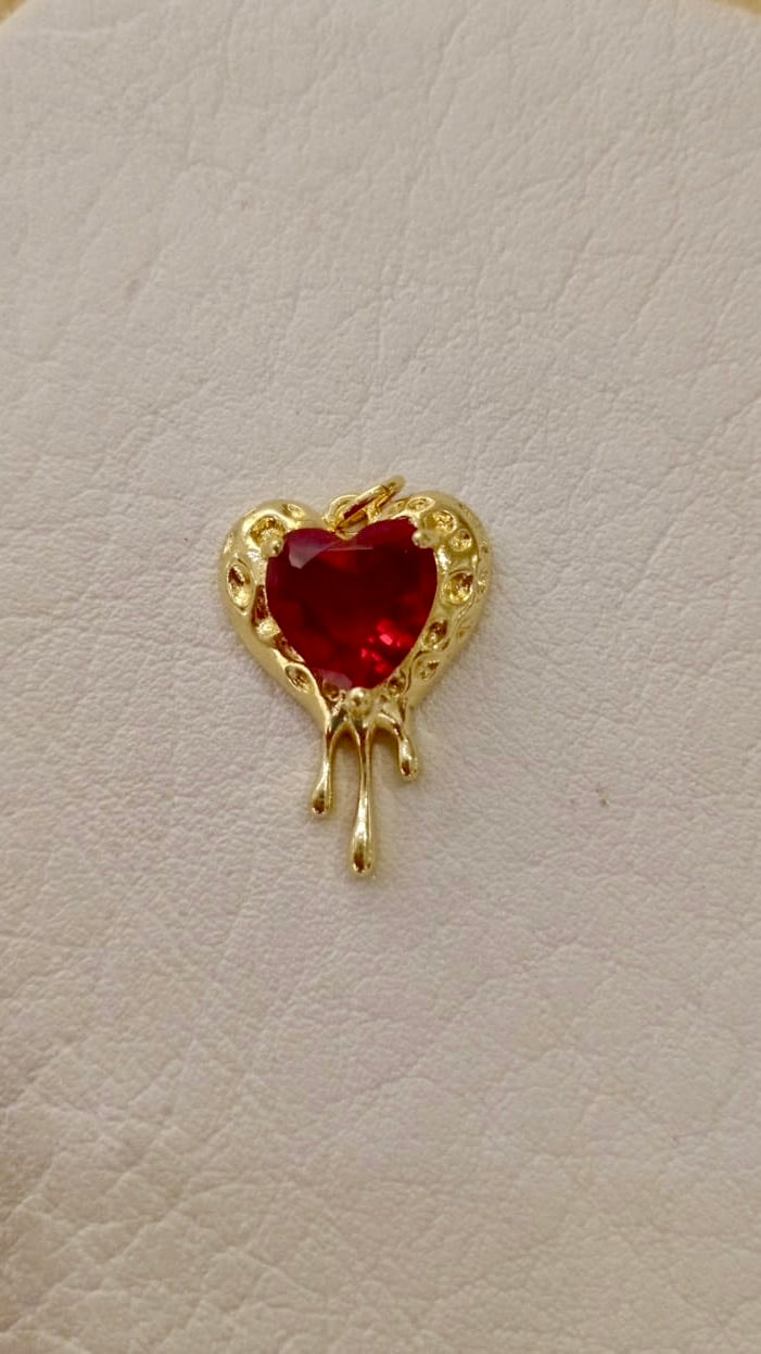 DIJE CORAZON GLASS CON CORAZON CRISTAL