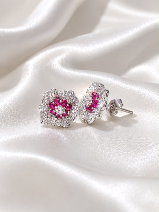 Studs Rubi/chapado en Oro 18K