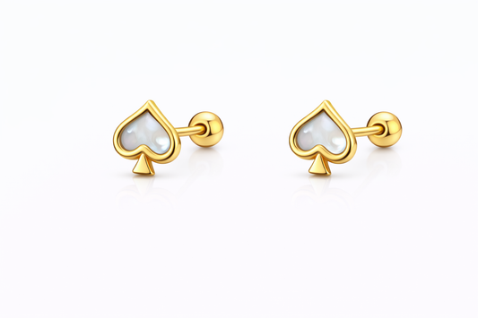 Topito Oro 14k corazón de baraja con nácar - Piercing