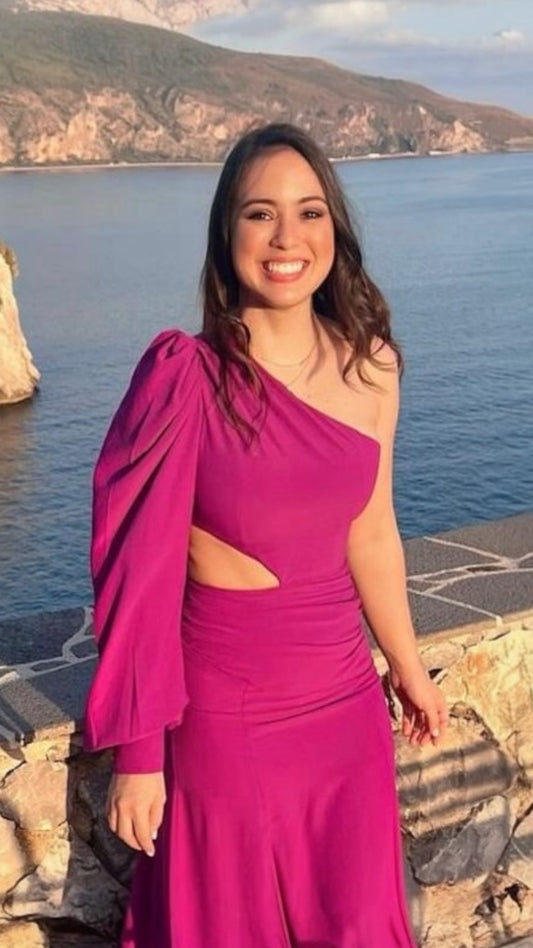 Vestido Mangenta One Shoulder