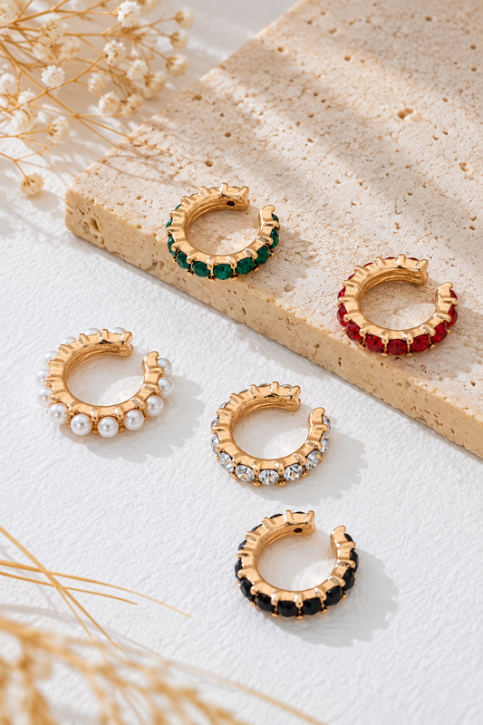 Earcuffs Variados - Acero con baño de oro