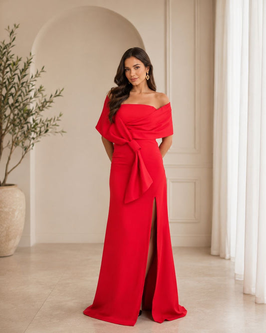 VESTIDO OFF SHOULDER ROJO