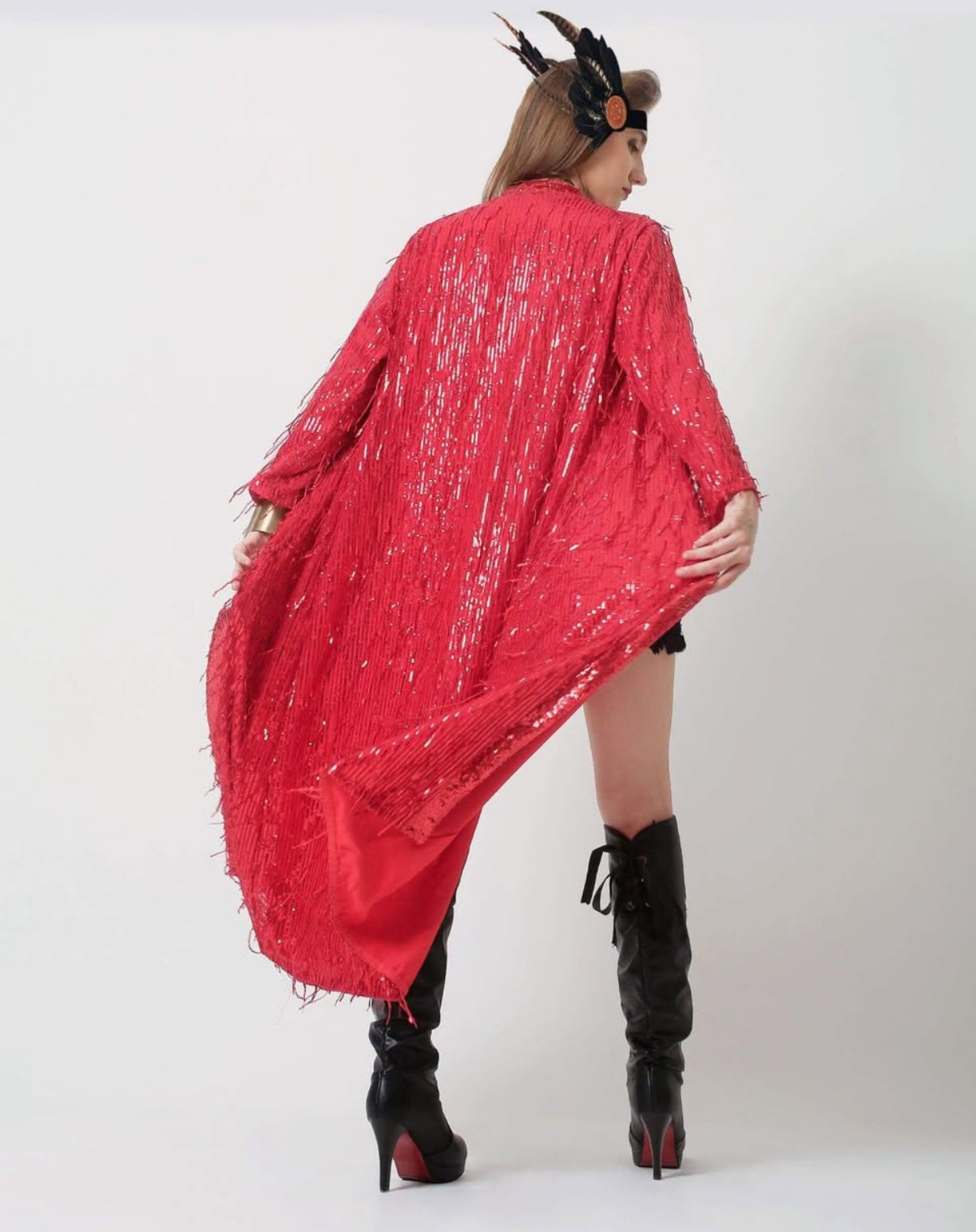 Red Sequin Kimono