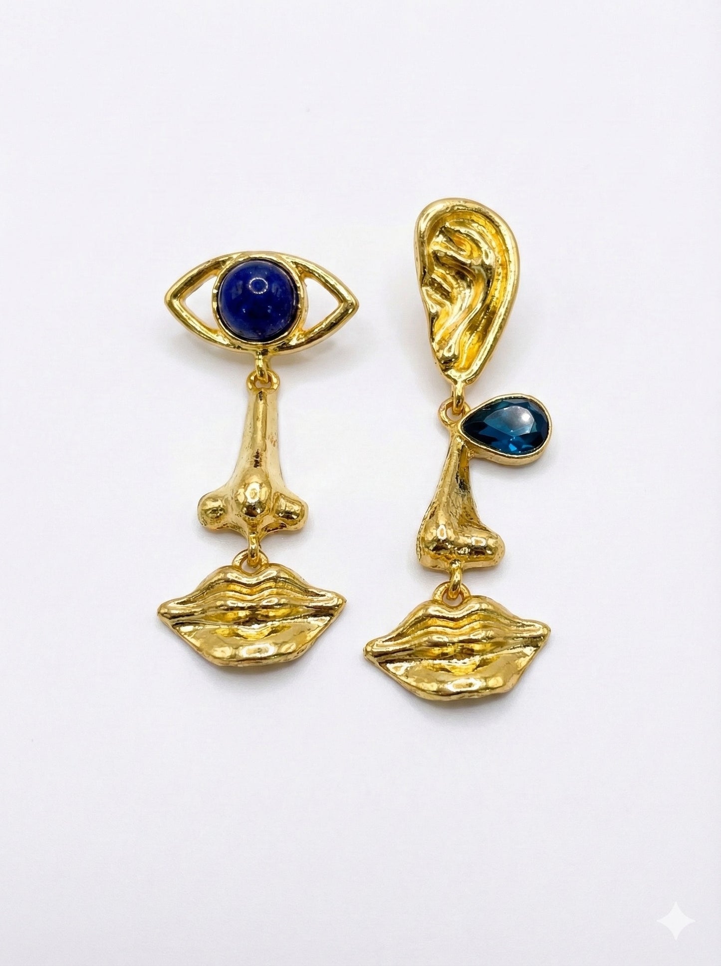 ARETES NARIZ CON LABIOS Y CRISTAL DE COLORES