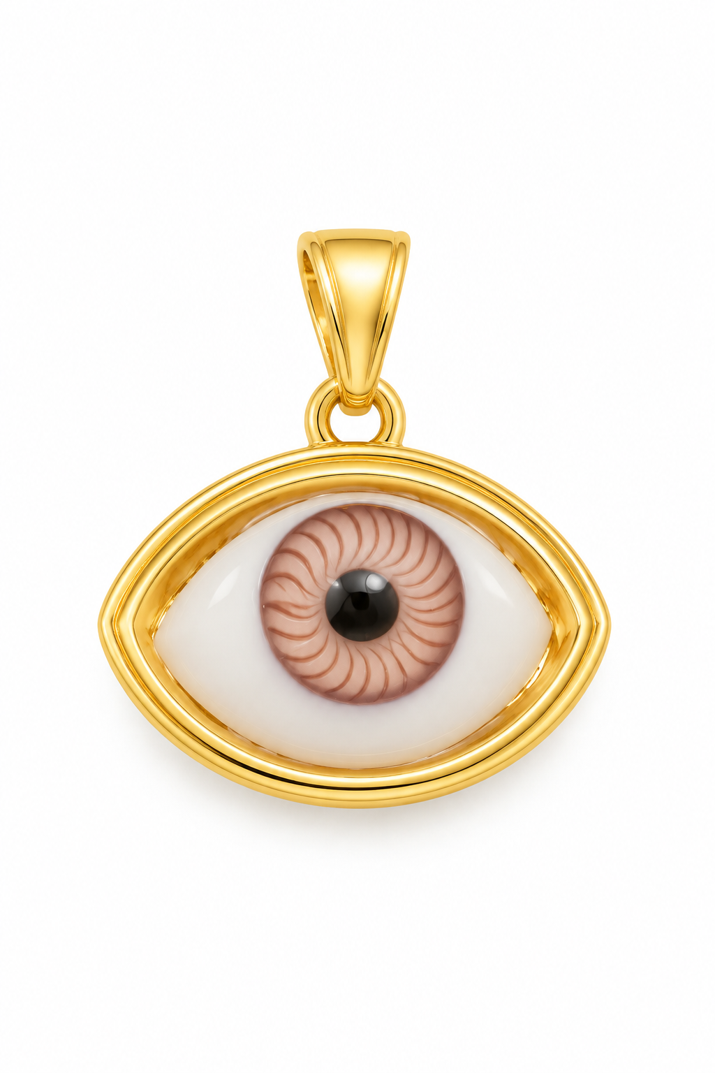 DIJE CON DISEÑO DE OJO Y BORDE DORADO