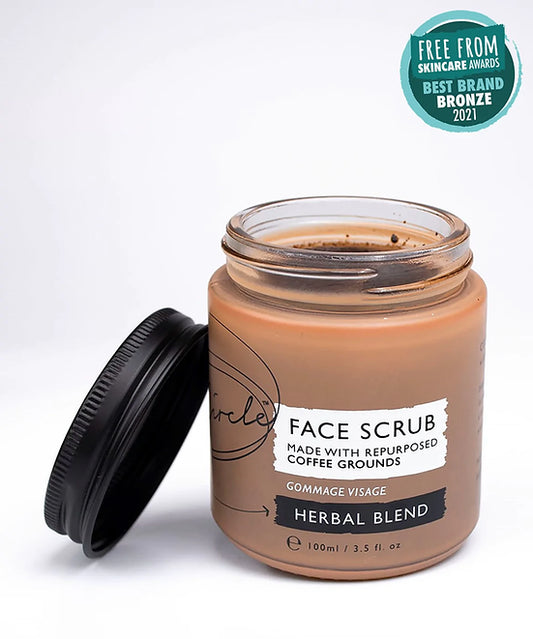 EXFOLIANTE FACIAL DE CAFÉ - MEZCLA FLORAL PARA PIELES SENSIBLES 3.5 OZ. - FACE SCRUB HERBAL BLEND