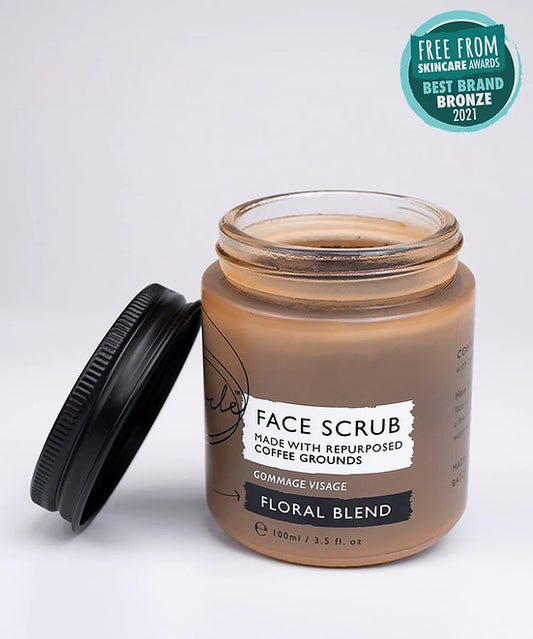 EXFOLIANTE FACIAL DE CAFÉ - MEZCLA DE HIERBAS PARA PIELES GRASAS 3.5 OZ. - FACE SCRUP FLORAL BLEND