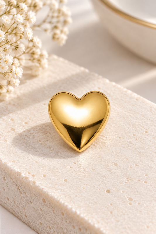 Dije separador de corazón dorado chunky