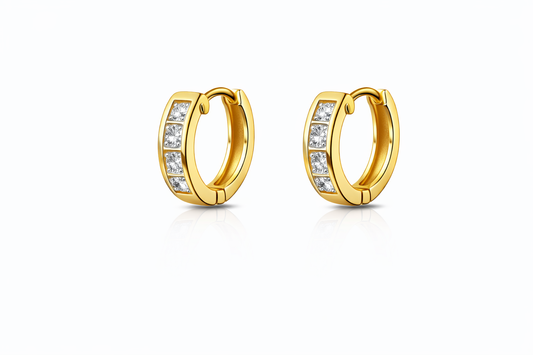 Huggie Oro 10K argolla con cristal 9mm par - Piercing