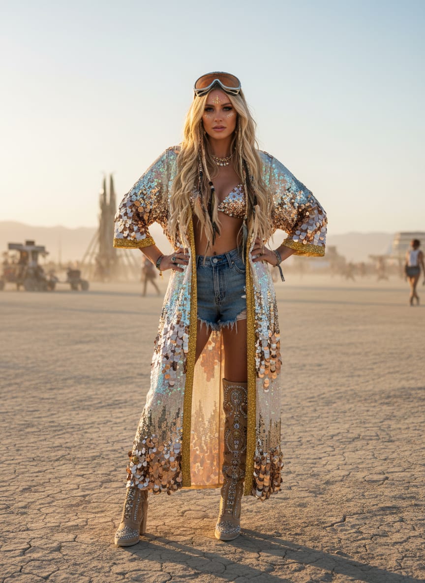 Zigzag Sequin Fantasy Kimono