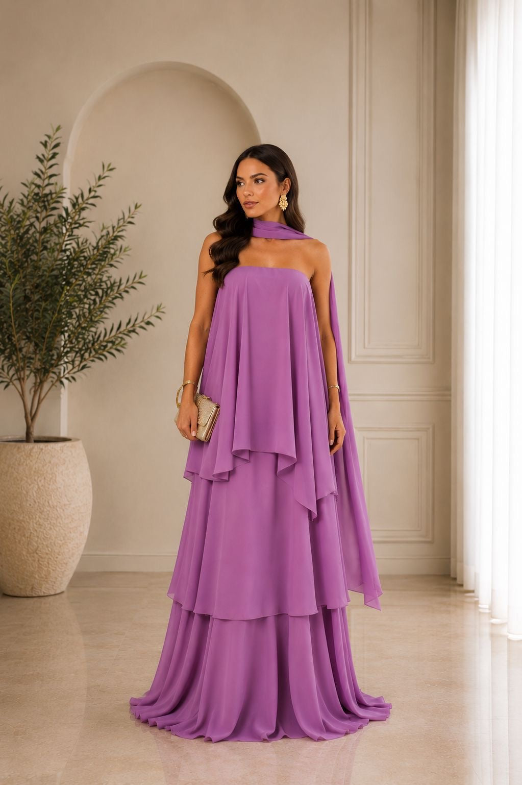 VESTIDO STRAPLESS MORADO