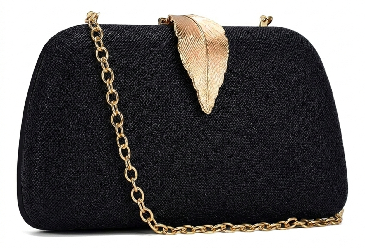 CLUTCH GOLDEN LEAF COLLECTION NEGRO