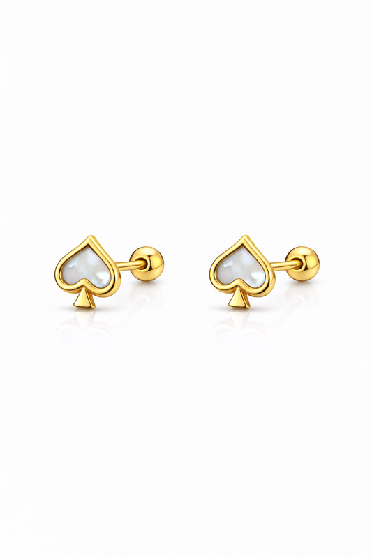 Topito Oro 14k corazón de baraja con nácar - Piercing