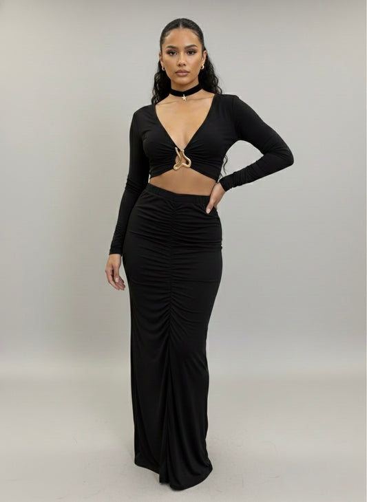 Set Negro de Falda con hebilla dorada