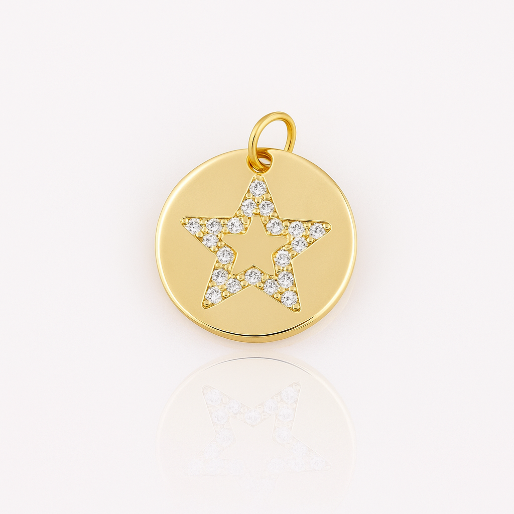 DIJE TIPO PLACA ESTRELLAS CIRCONES