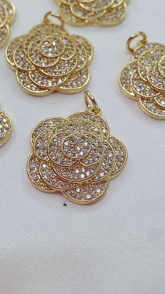 DIJE RODIO ROSA CON BRILLANTES