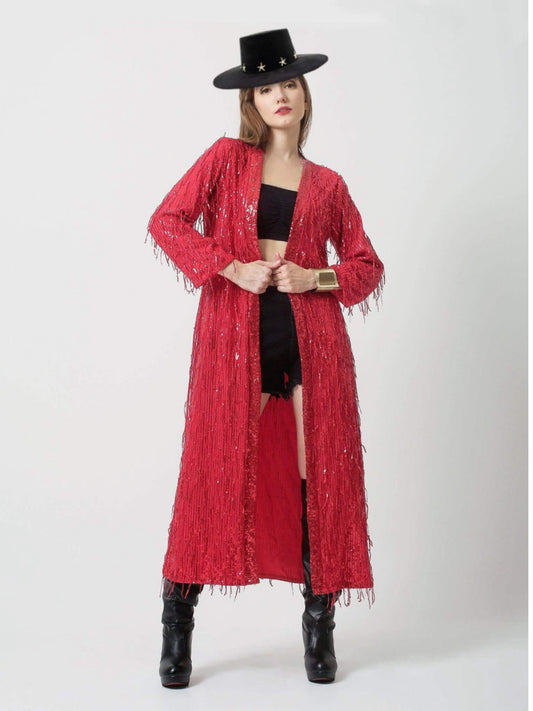 Red Sequin Kimono