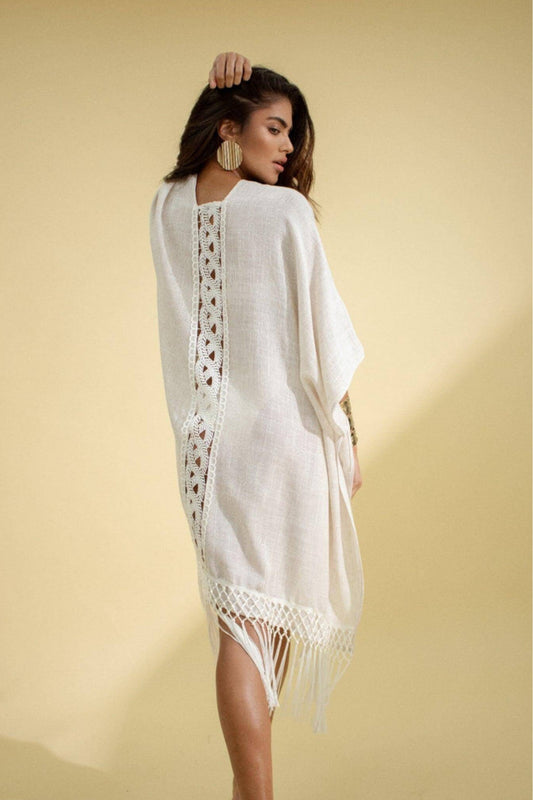 Back Neckline Linen Kimono