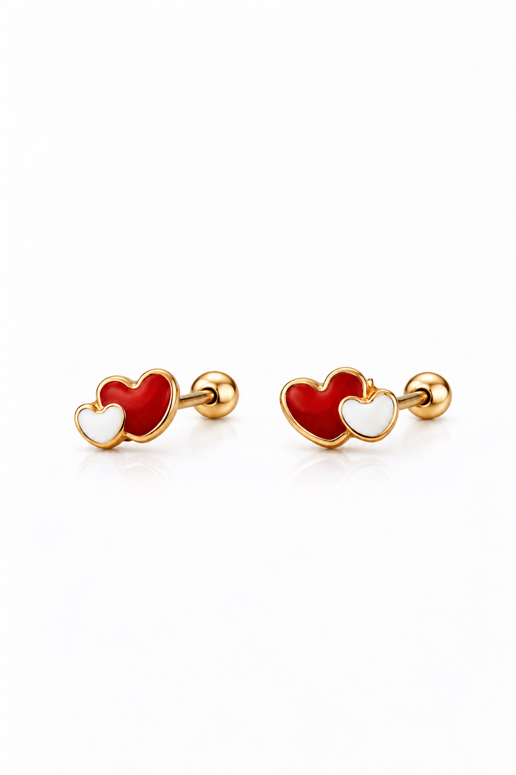 Topito Oro 14K corazón rojo con blanco - Piercing