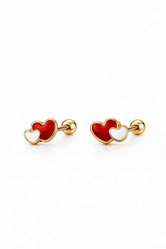 Topito Oro 14K corazón rojo con blanco - Piercing