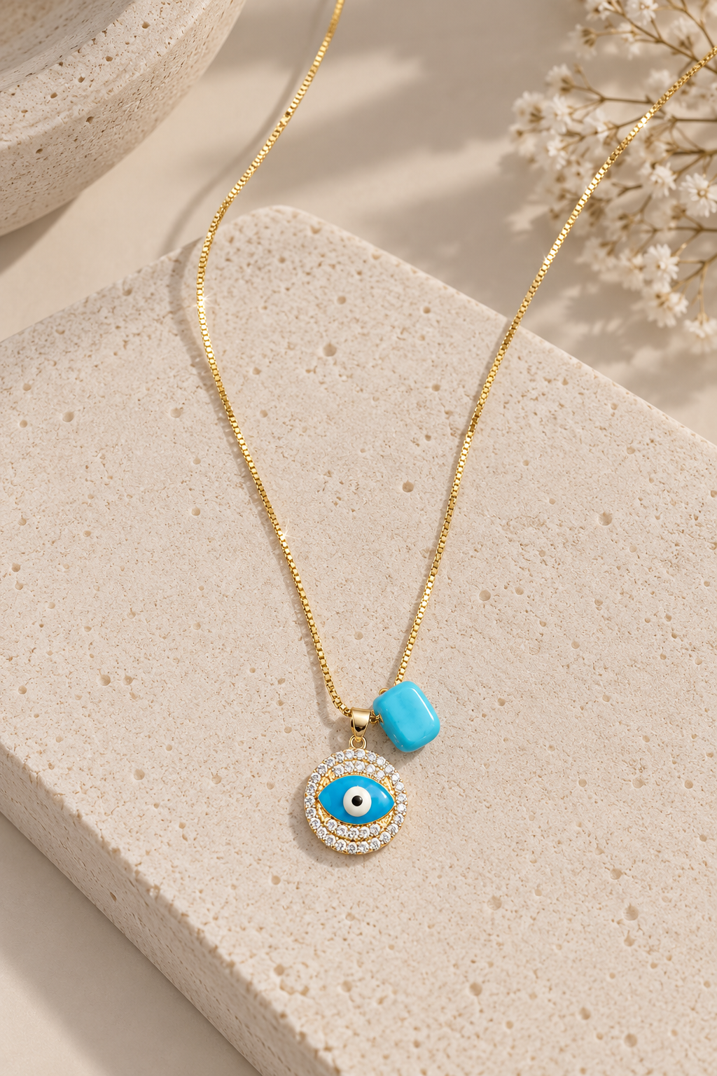COLLAR CUBO TURQUESA