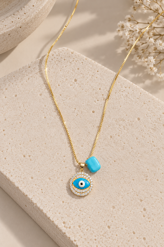 COLLAR CUBO TURQUESA