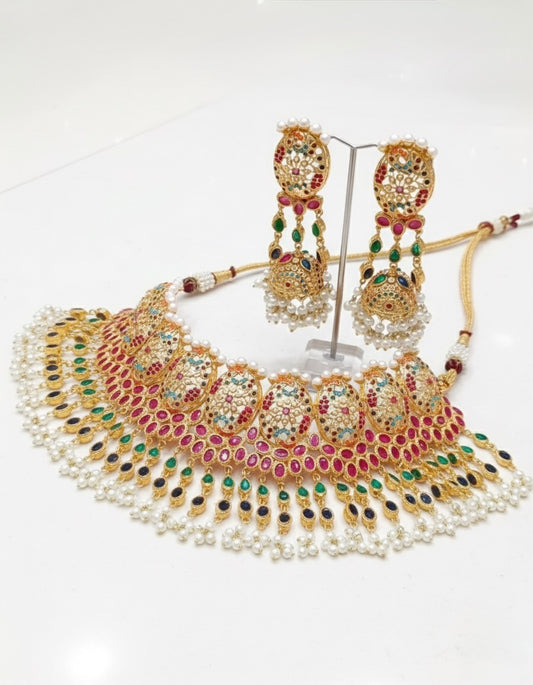 Alquiler Set de Joyería Nupcial Pakistaní Shaddi Multicolor
