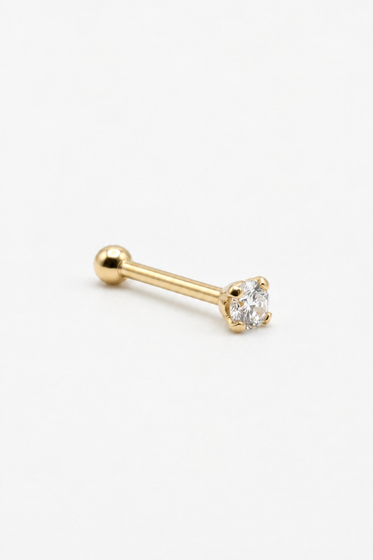 Piercing nariz con cristales S, oro 10K, individual